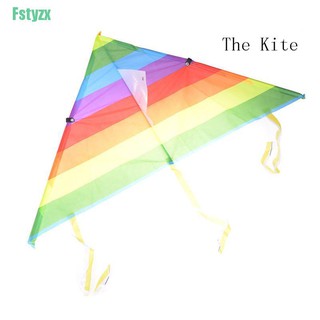 fstyzx Rainbow Triangle Nylon Outdoor Sports Flying Kite Kite Line String Board Toy