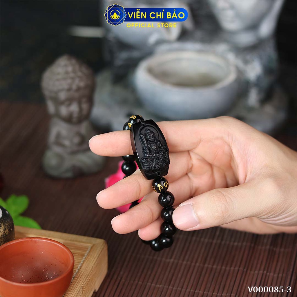 Vòng tay đá phong thủy mix phật bản mệnh Obsidian thời trang phụ kiện trang sức Viễn Chí Bảo V000085