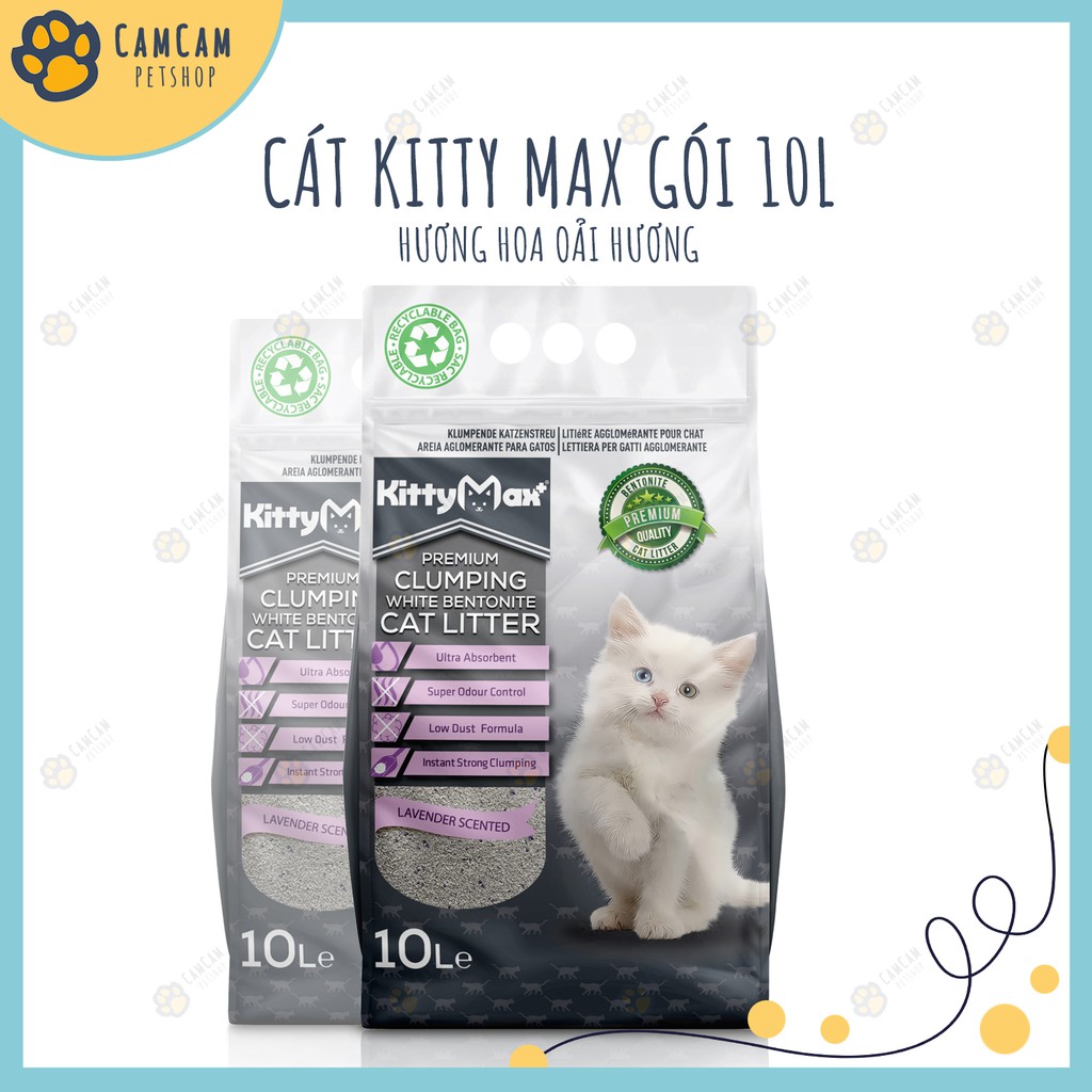 Cát vệ sinh cho mèo Kitty Max Bao 10 lít - Cát vệ sinh đất sét cho mèo, cát vệ sinh vón cục và khử mùi tối ưu