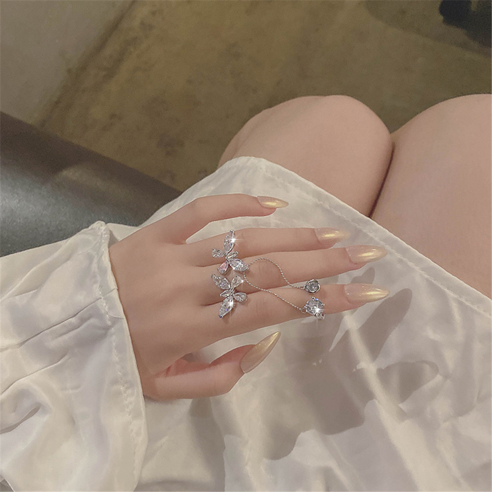 Nhẫn Hở Hình Bướm Xinh Xắn Dành Cho Nữ phụ kiện bộ trang sức nhẫn Yanqueens Quà tặng phụ kiện