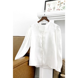 DOTTIE - Áo Kiểu Trang Trí Dây Nơ Nữ T0154