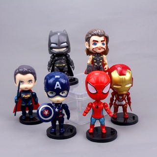 Set 6 Mô Hình chibi Nhân Vật Avenger , DC Siêu Anh Hùng Chibi( Người nhện, Iron man, Batman, ......  )