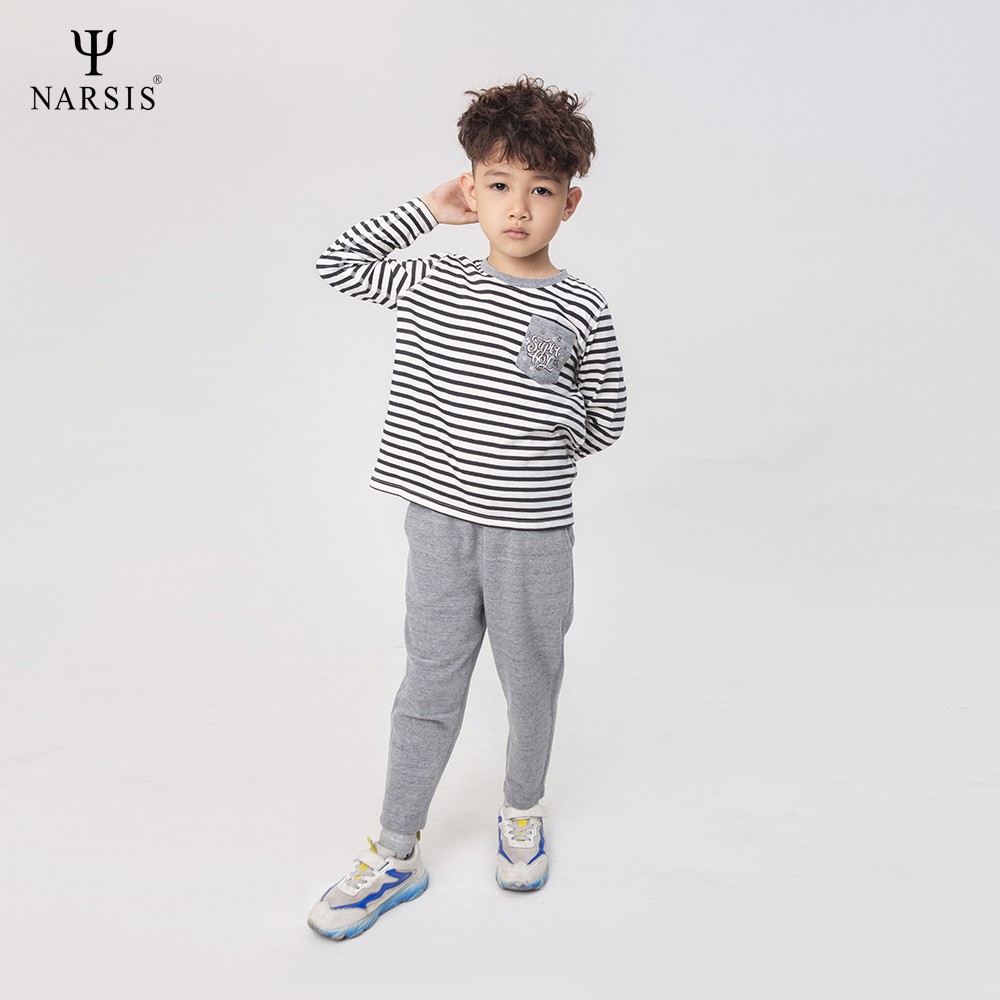 Bộ đồ đông bé trai Narsis KE0029 màu kẻ đen trắng phối quần ghi