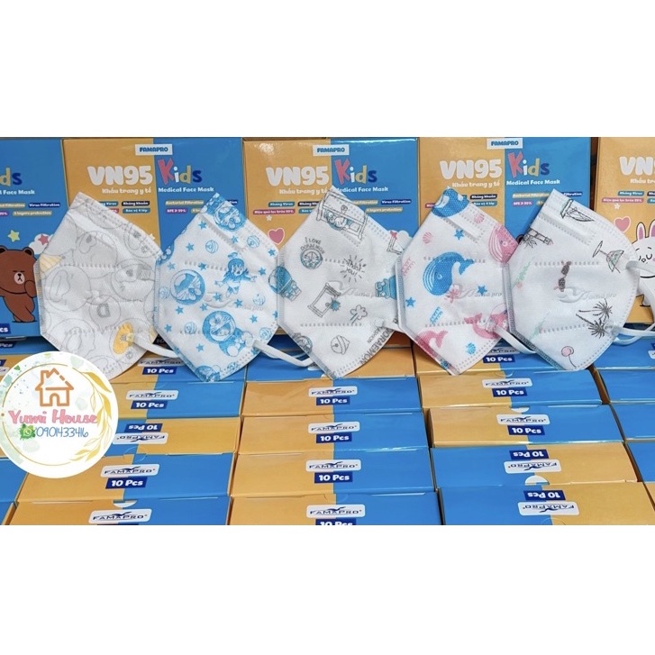 [HOT - Được chọn mẫu]Khẩu trang y tế VN95 ( N95)  Kids trẻ em Famapro từ 2 đến 6 tuổi