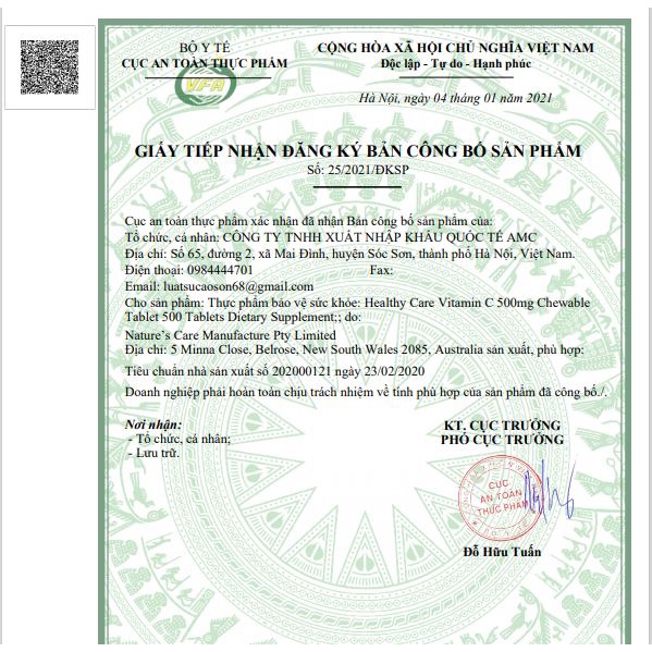 Viên Vitamin C Healthy care 500mg hộp 500 viên Úc