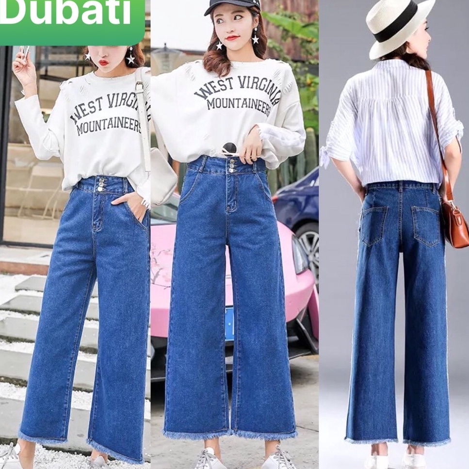 QUẦN JEAN BAGGY NỮ XANH ĐẬM NHẠT NÂNG MÔNG LƯNG CAO TRƠN DÀI VẢI MỀM MỊN HOT TREND 2022- DUBATI FASHION