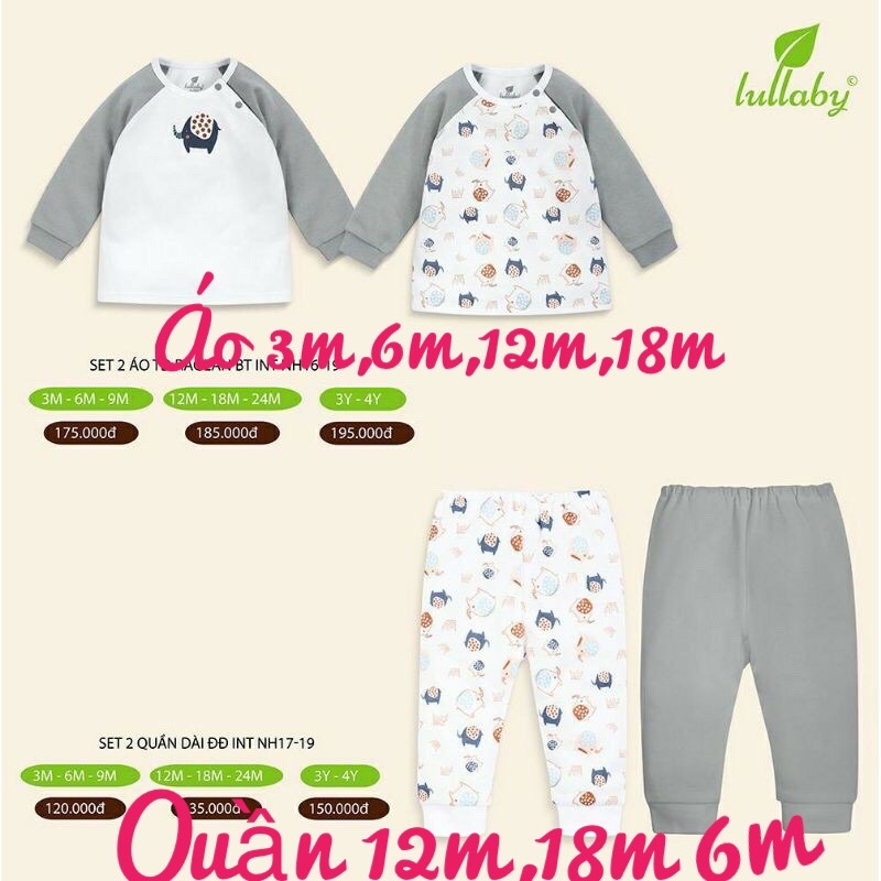 Set 2 bộ bé trai, bé gái Lullaby sale khủng 50%