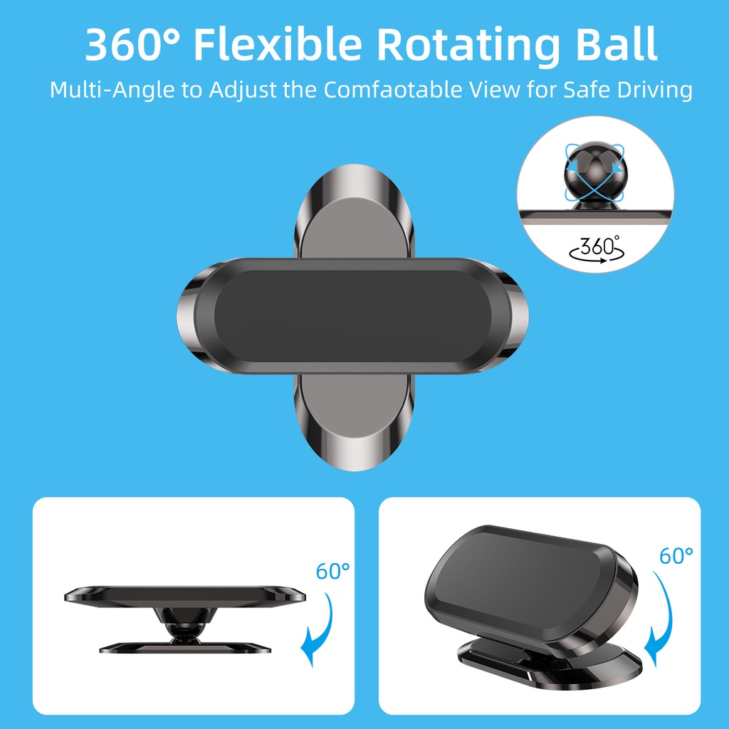 360° Giá Đỡ Điện Thoại Gắn Tường Bằng Hợp Kim Kẽm Chống Trượt Tiện Dụng Cho Xe Hơi