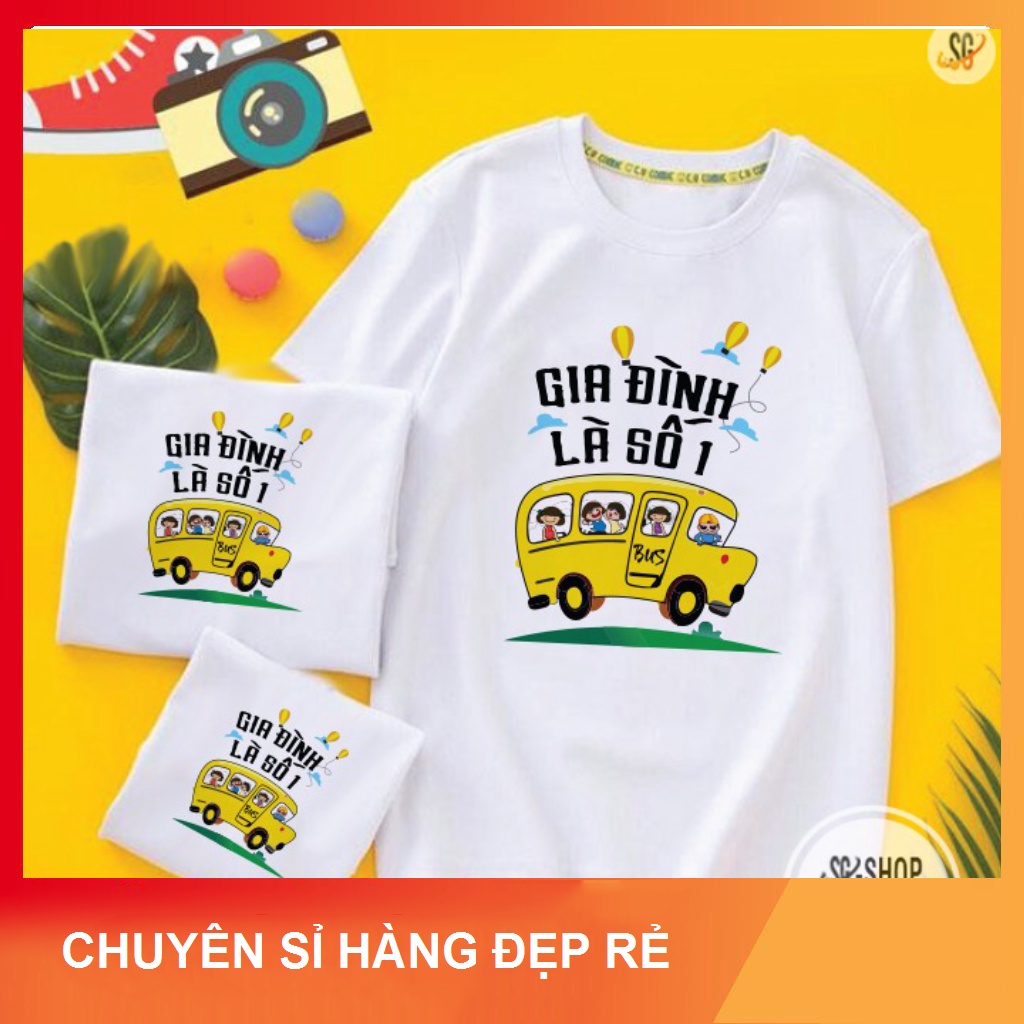 Áo thun gia đình là số 1 đồng phục áo đôi 3/4/5 người thun cotton mềm mịn màu trắng GD338T