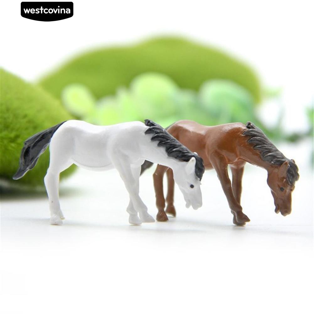 2 mô hình ngựa thu nhỏ chuyên dụng trang trí tiểu cảnh