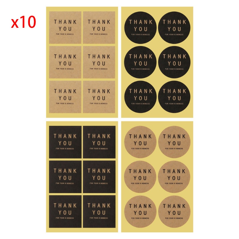 Bộ 60 miếng dán hình tròn in chữ Thank You