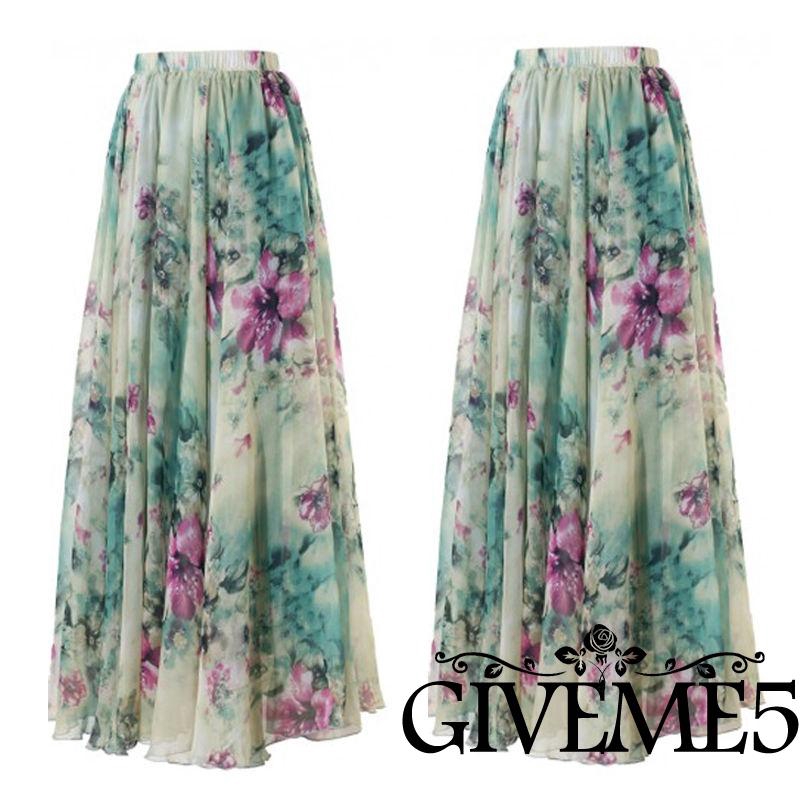 Chân váy maxi in hoa phong cách Boho