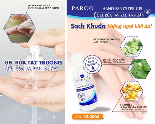 Gel Rửa Tay Khô PARCO - 90ml,chứa 70% Alcohol tiêu diệt đến 99.9%, Đặc biệt không làm khô da tay. | BigBuy360 - bigbuy360.vn