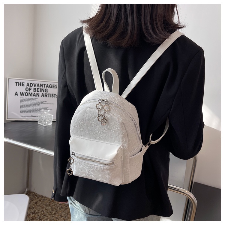 Ba Lô JASMIN NOIR Nữ Vải Canvas Đính Núm Tua Xinh Xắn