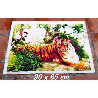 (Đã Thêu) Tranh Thêu Chữ Thập Động Vật Mãnh Hổ Thêu Kín 90x65cm