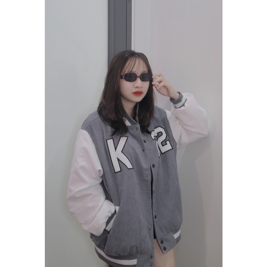 Áo Khoác Nam Nữ Nhung Tăm Jacket Varsity Graffiti King Brand V2 Màu Xám-02