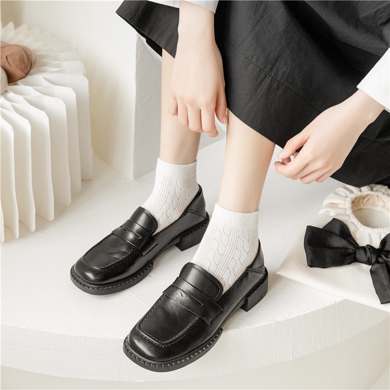 Vớ tất cổ ngắn màu vintage dạng thông hơi