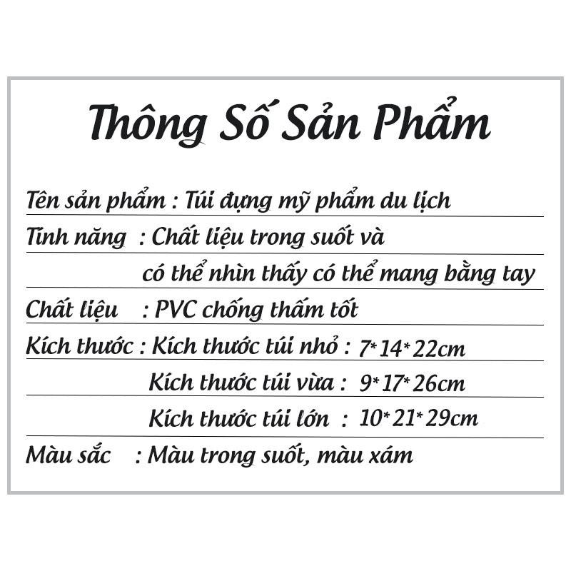 Túi Đựng Đồ Trang Điểm, Túi Đựng Mỹ Phẩm Trong Suốt Có Quai Tiện Lợi LEON OFFICIAL