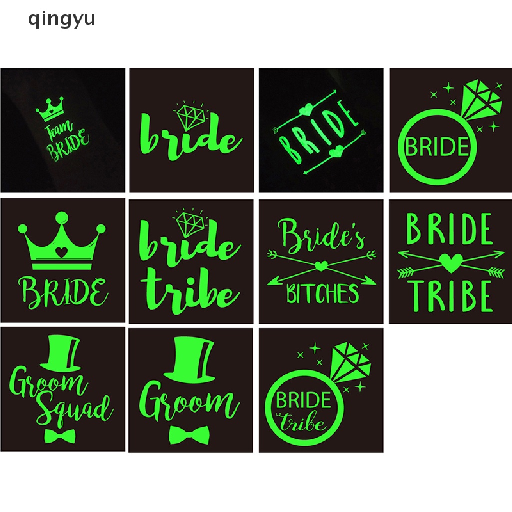 Qingyu Bộ 6 Hình Xăm Tạm Thời Để Trang Trí Tiệc Cưới / Valentine Phát Quang