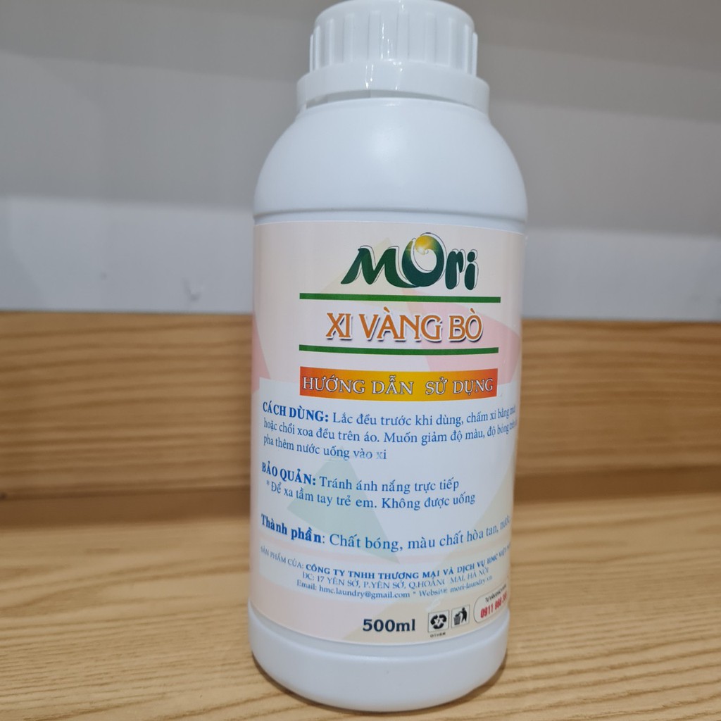 Xi vàng MORI - chỉ sử dụng cho áo da bóng màu vàng bò, chai 500ml