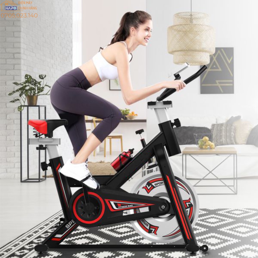 Xe đạp tại nhà X đo nhịp tim, Xe đạp tập thể dục không gây tiếng ồn, Máy tập gym đạp xe chịu tải 150kg bảo hành 12 tháng