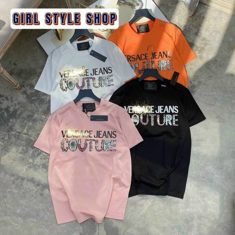 Áo thun VERSACE dáng rộng chất cotton thô thấm hút mồ hôi