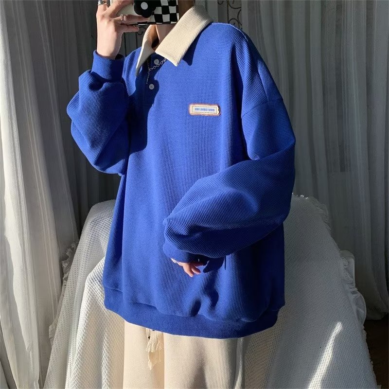 Áo Thun Polo Dài Tay Oversize Thời Trang Hàn Quốc Dành Cho Nam [M-3XL]