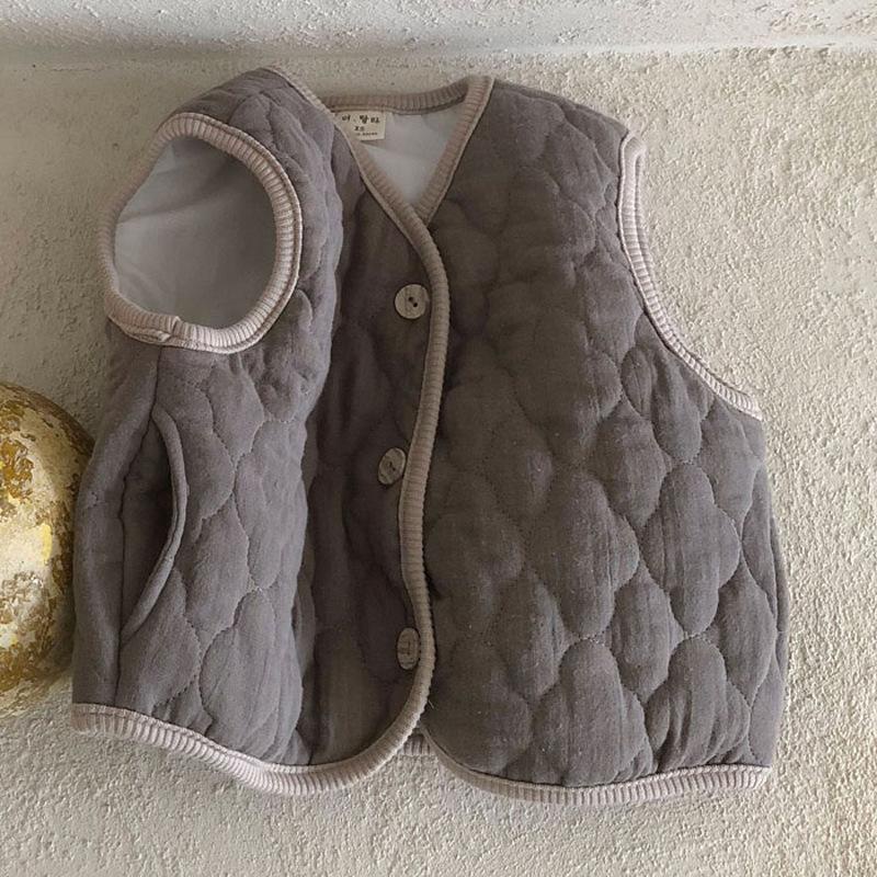 Áo khoác ghi lê hai lớp dày dặn phong cách retro thời trang thu đông cho bé