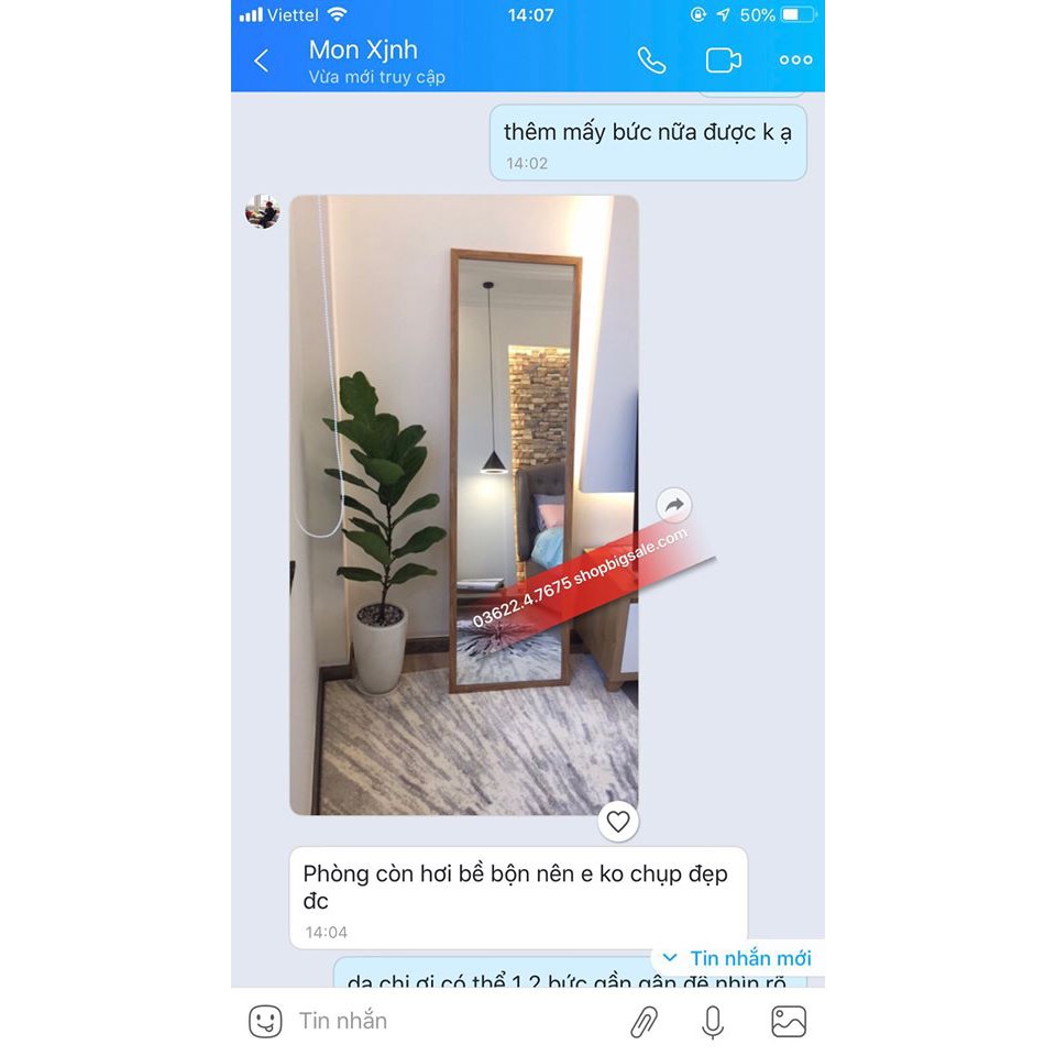 Gương soi toàn thân tràn viền 50 x 1m7