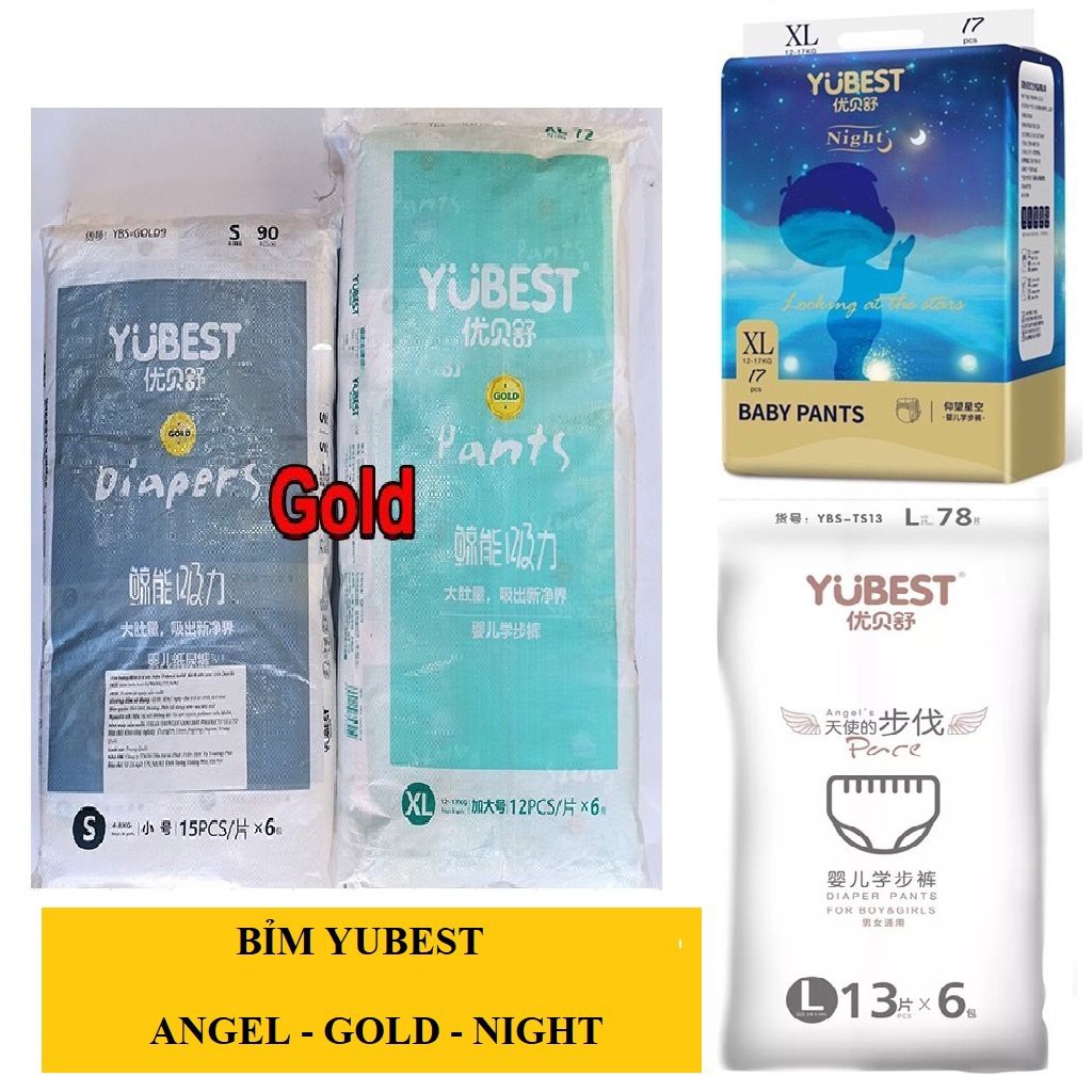 Tã-Bỉm YUBEST Angel/ Gold (Dán-Quần) Đủ size (S90, M84, L78, XL72, XXL66 )