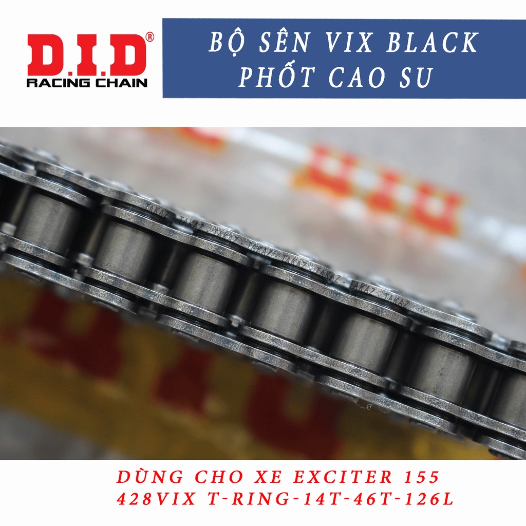 Bộ nhông sên dĩa DID xe Exciter 155cc sên phốt cao su hoặc sên đen 10ly