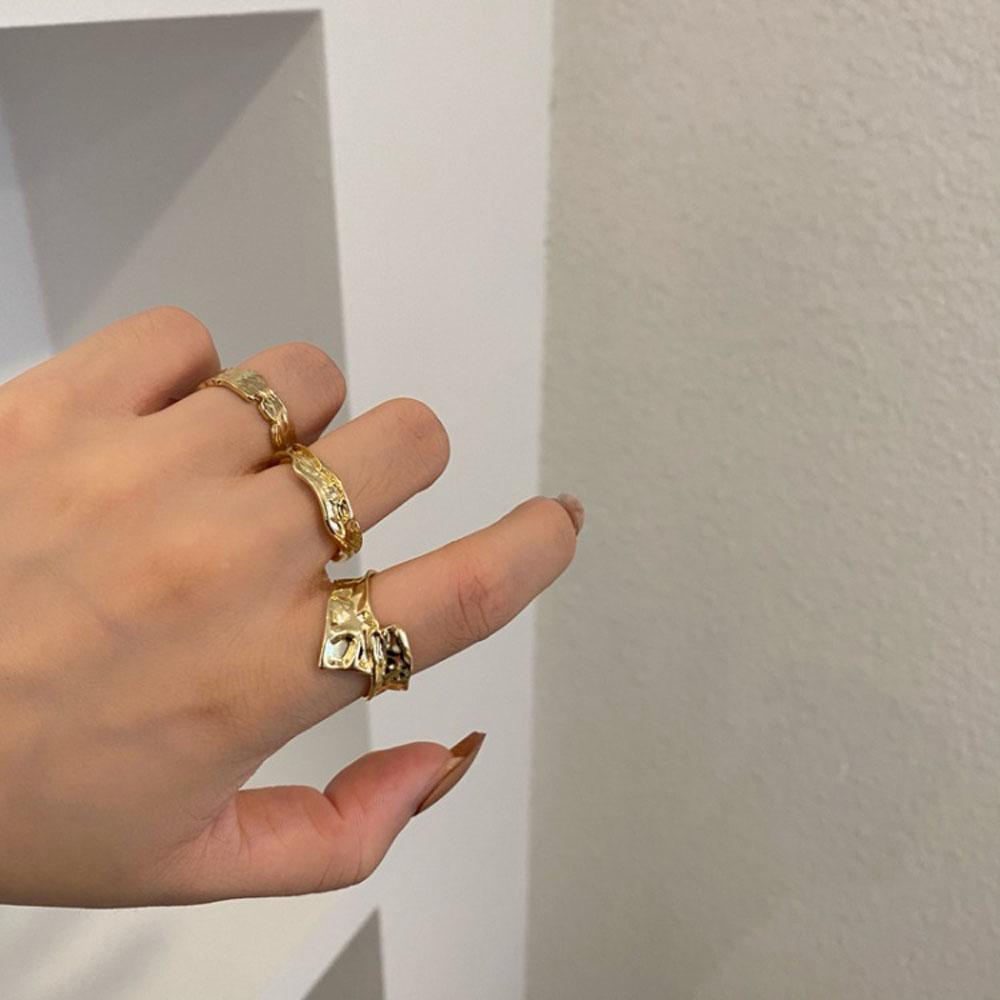 Set 3 Nhẫn Đeo Đốt Ngón Tay Phong Cách Hip Hop|Nhẫn Đuôi Hình Học Không Đối Xứng Thời Trang