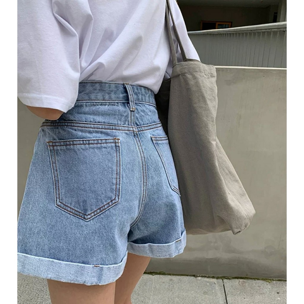 [SẴN] QUẦN SHORT JEAN LƯNG CAO ỐNG RỘNG