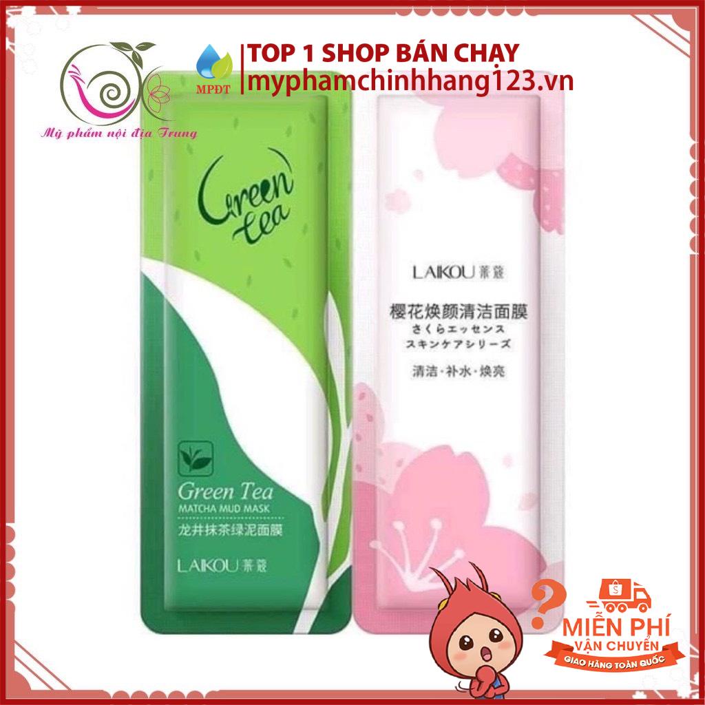 Mặt Nạ Bùn Hoa Anh Đào Trà Xanh ( Set 2 gói ) Sakura Laikou Làm Sạch Giảm Mụn Sáng Da