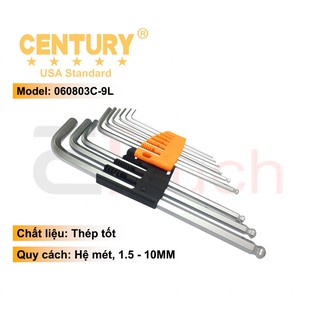 Bộ Lục Giác 9 Cây Hệ Mét 1.5-10mm CENTURY - 060803C-9L