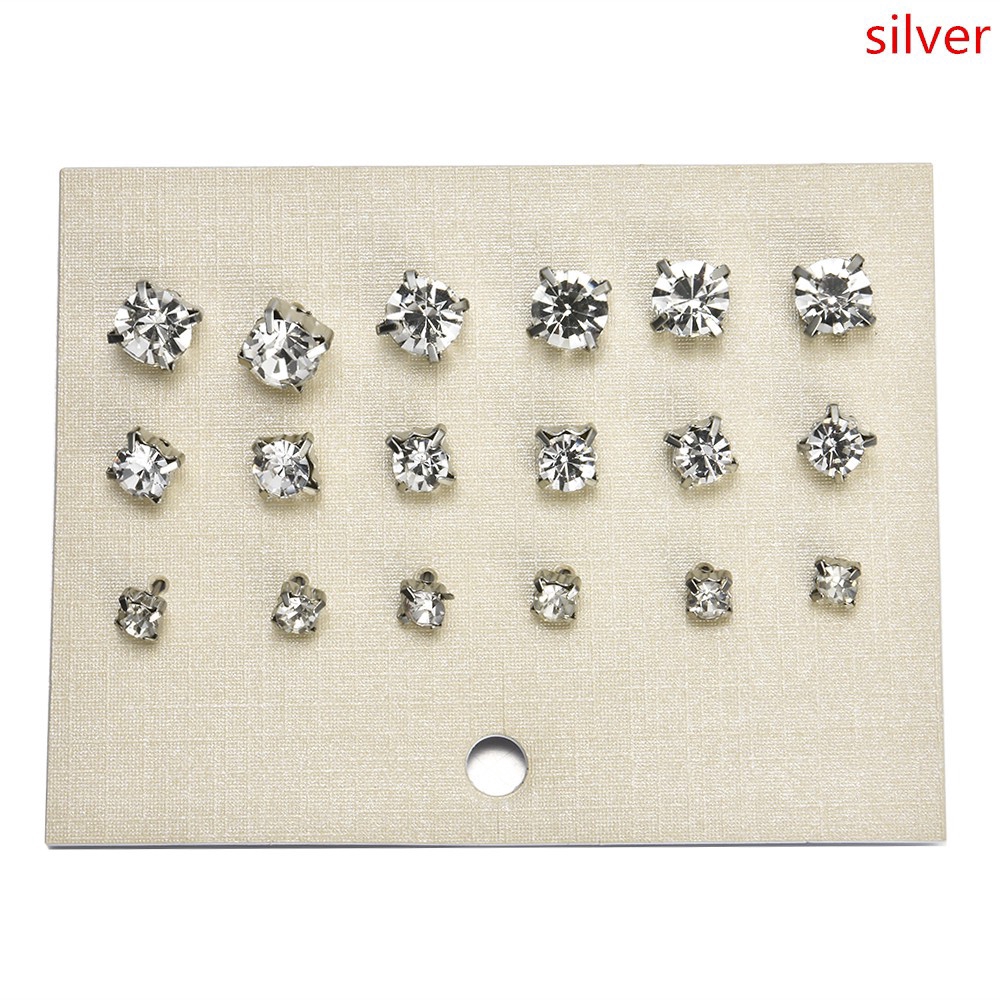 Set 9 đôi khuyên tai đính đá nhỏ gọn đơn giản thời trang cho nữ