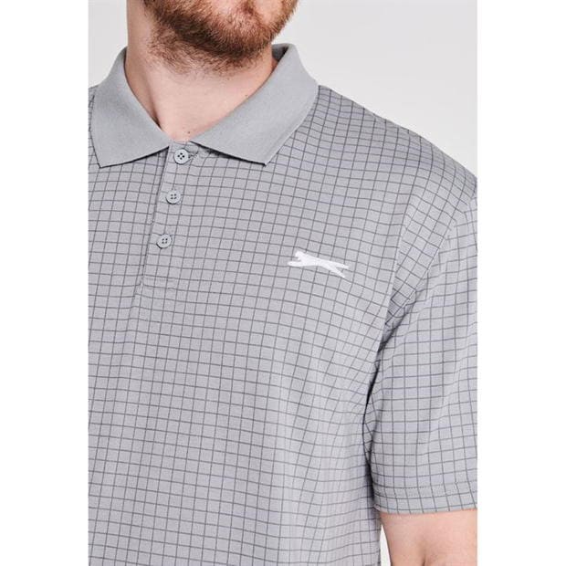 Áo thun nam Slazenger Check Golf Polo (màu Light Grey) - Hàng size UK