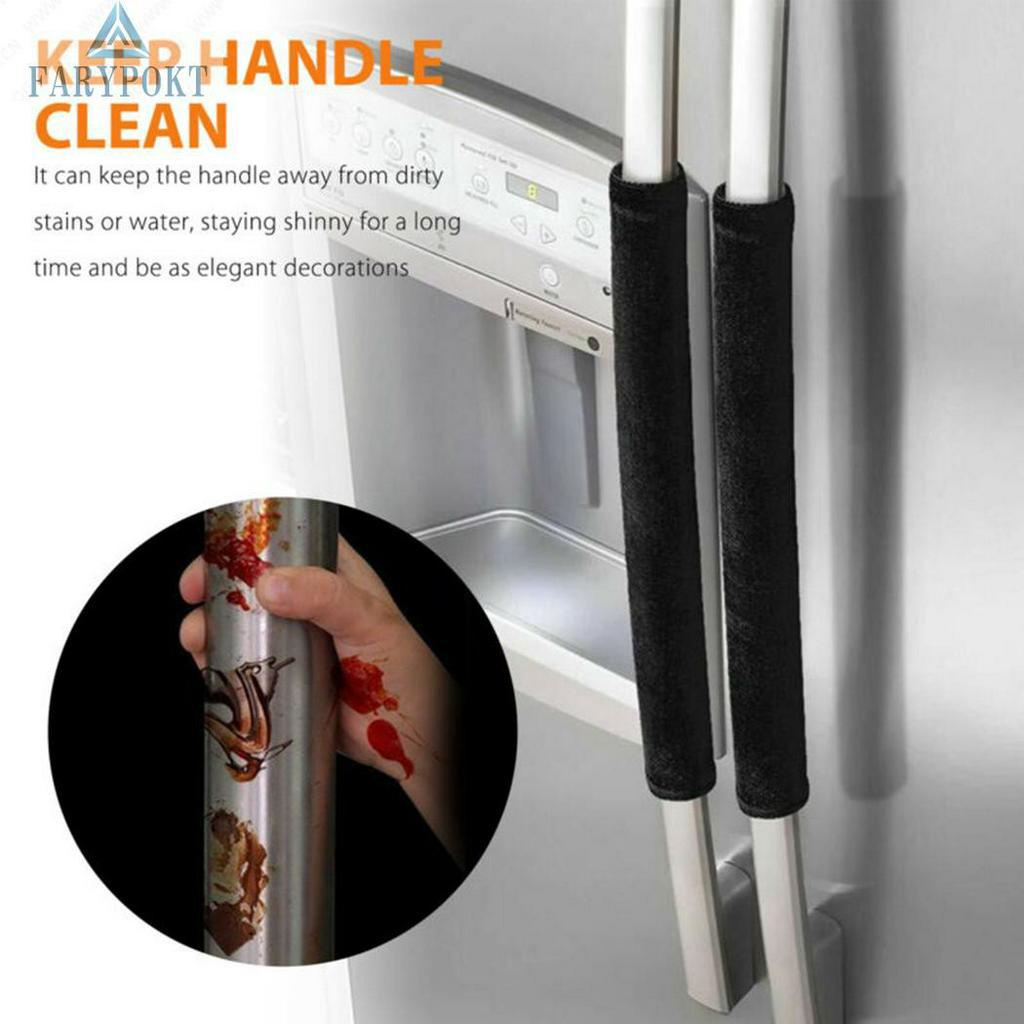 Set 2 Miếng Bọc Bảo Vệ Tay Cầm Tủ Lạnh Bằng Vải Nhung