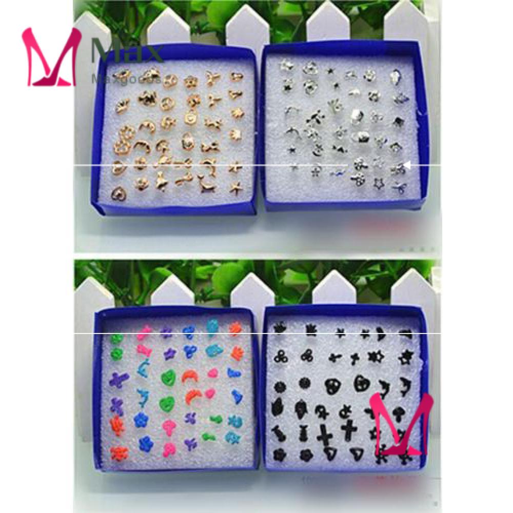 CHARMS Bộ 18 Cặp Khuyên Tai Bằng Nhựa Mạ Vàng / Bạc Nhiều Màu Thời Trang Cho Nữ