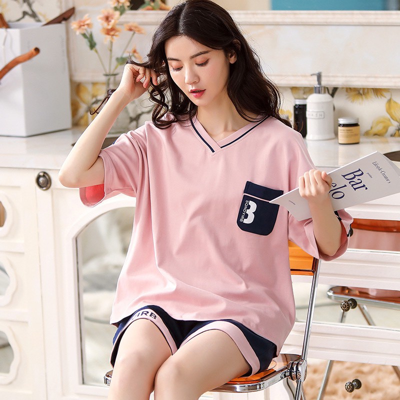 Bộ cotton mỏng mặc nhà Quảng Châu màu sắc tươi sáng thoải mái co giãn 4 chiều