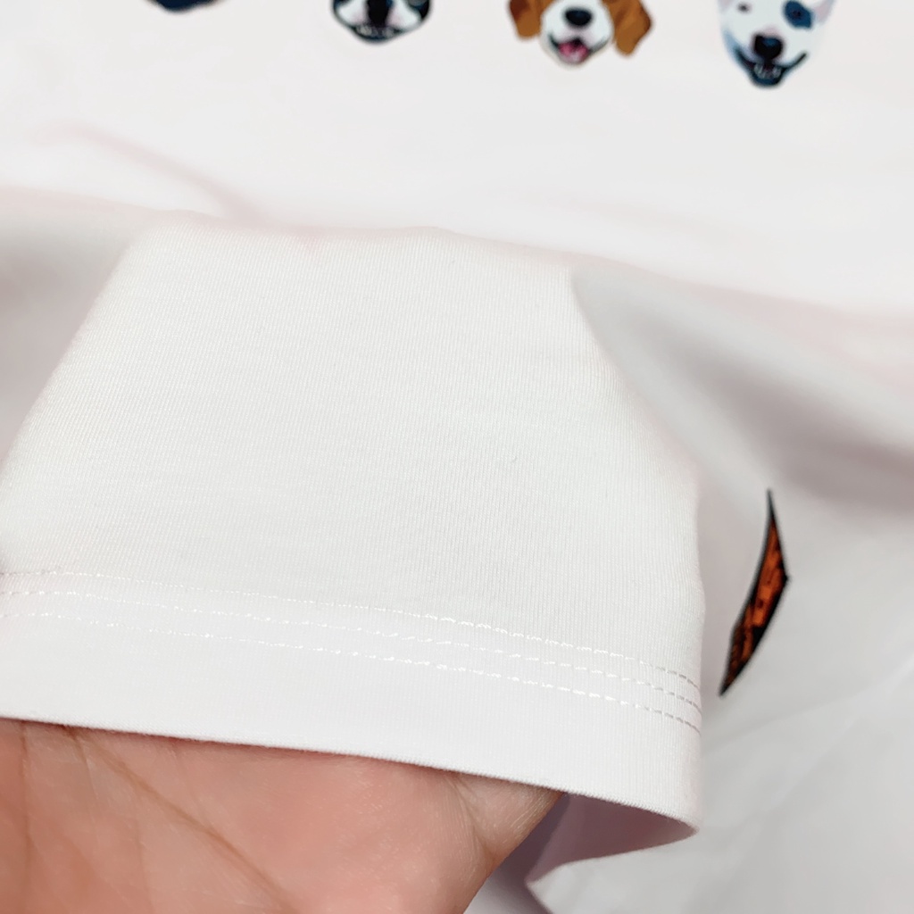Áo thun tay lỡ cotton 75% cute HY KOREA nam nữ form rộng in hình 4 Chú Cún 468