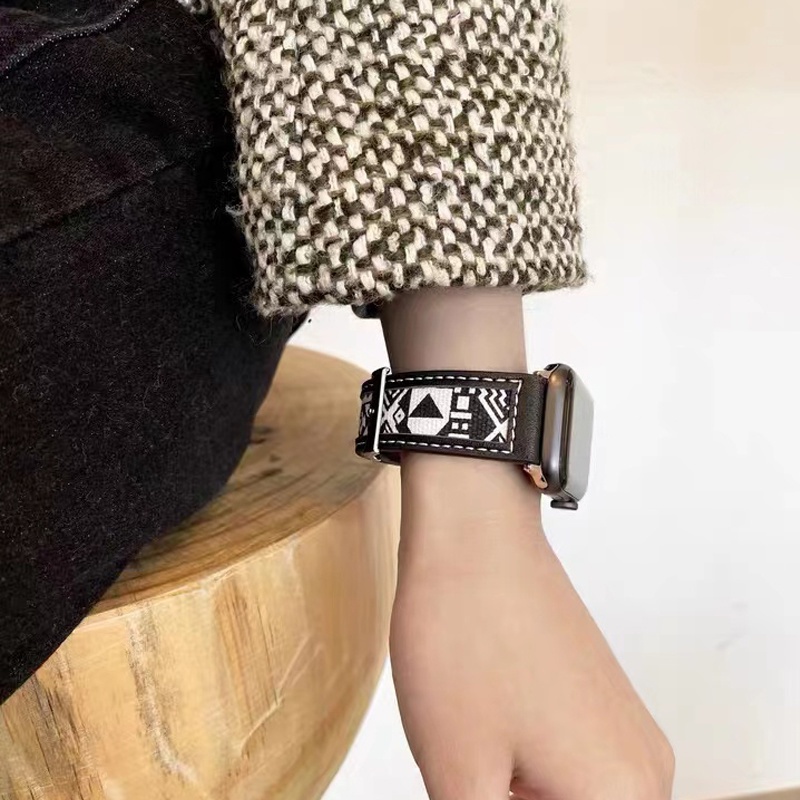 Dây Đeo Vải Canvas Mềm Cho Đồng Hồ Apple Watch Series 7 6 5 4 3 SE 41mm 45mm 40mm 38mm 42mm 44mm