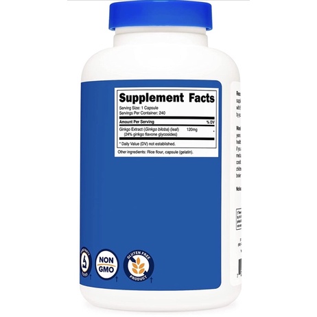 Viên uống bổ não Nutricost Ginkgo Biloba 120mg, 240 viên USA