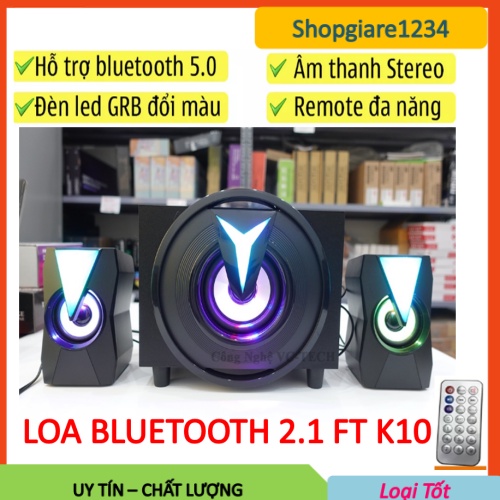 Loa Vi Tính 2.1 có Bluetooth, Remote/ Chân USB FT-K10 Bass Công Suất Lớn, Loa máy tính để bàn