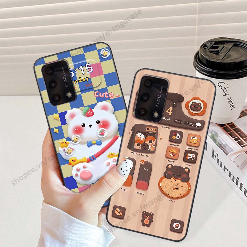 Ốp lưng Oppo A74 / A94 / A95 hình gấu, thỏ, đồng hồ cute dễ thương