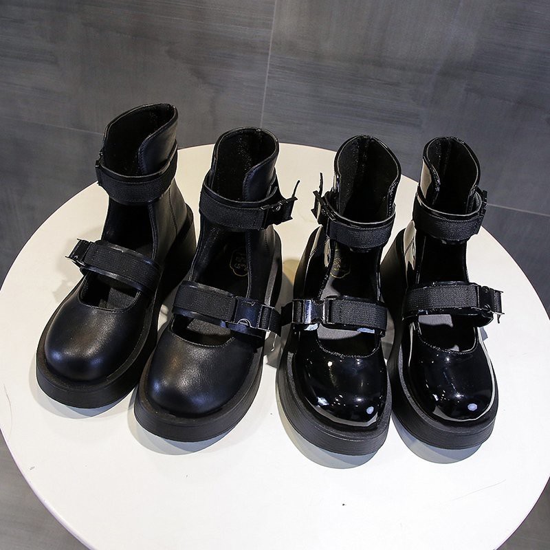 Giày lolita đế bằng phối quai ngang mã 8090