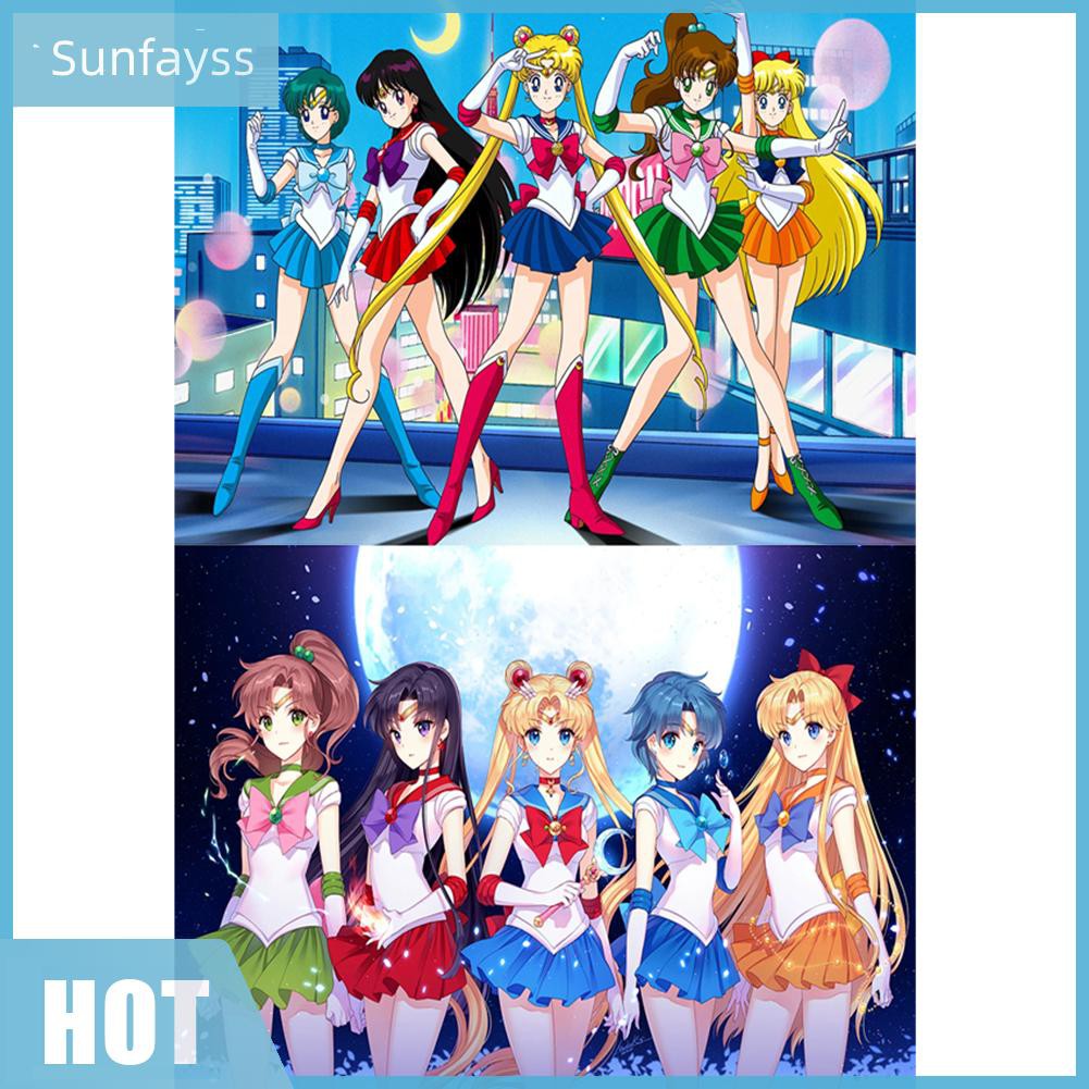 Bộ Tranh Đính Đá 5d Tự Làm Hình Thủy Thủ Mặt Trăng