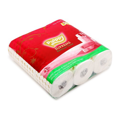Giấy vệ sinh 3 lớp Pulppy Supreme bịch 9 cuộn (Sale)