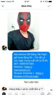 Mặt nạ deadpool cool ngầu