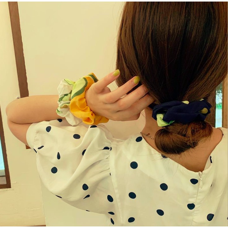 SCRUNCHIES BƠ CUTE, CỘT TÓC VẢI THỜI TRANG NỮ GIÁ RẺ